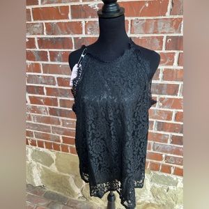Black, lined lace top, size 20